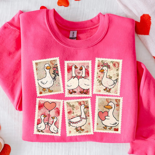 Goose Valentines Stamps Design Heliconia Sweatshirt