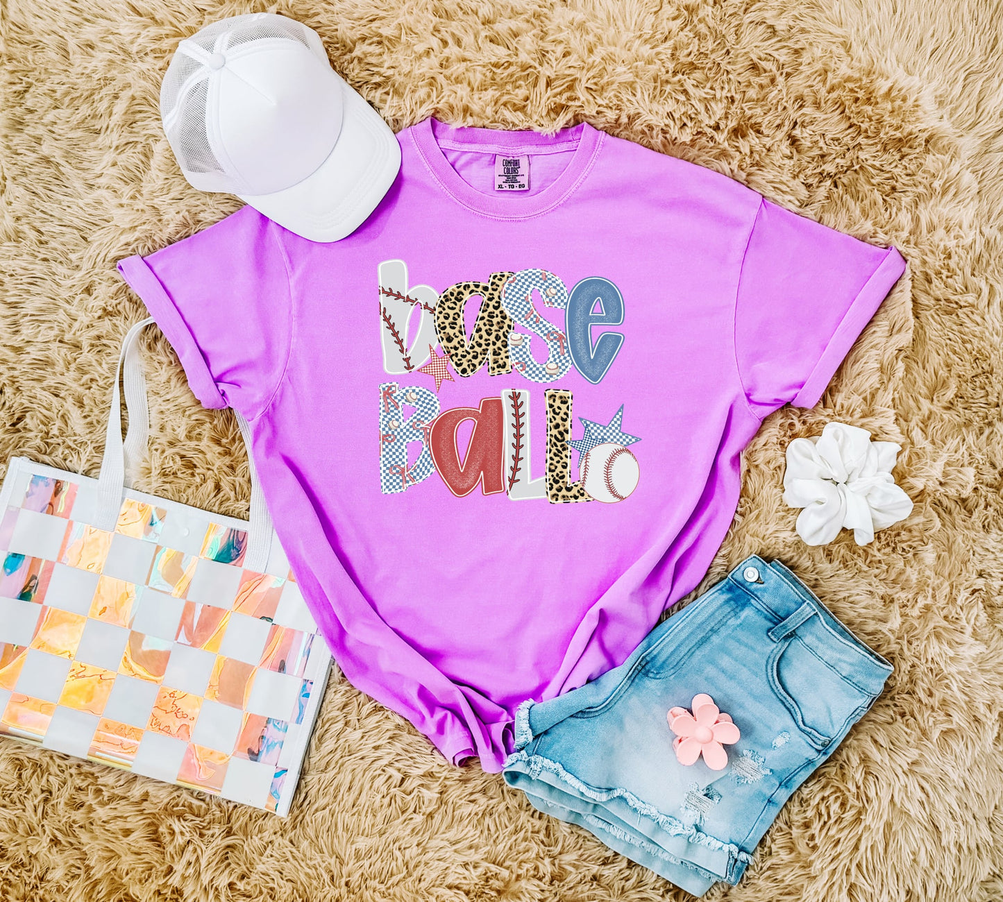 Pattern Baseball Neon Violet Tee