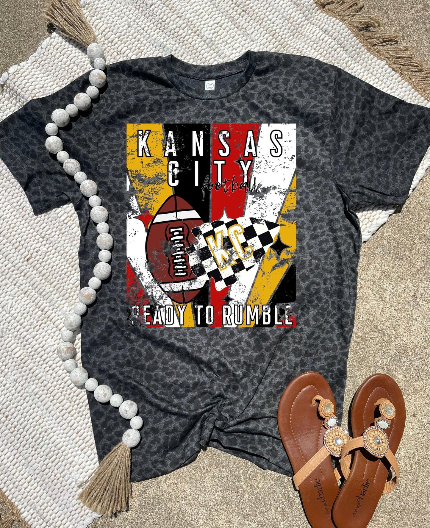 **HALFTIME DEAL** Kansas City Ready To Rumble Black Leopard Tee