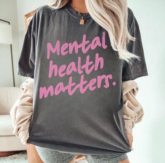 Pink Letters Mental Health Matters Pepper Tee