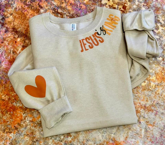 Neckline Jesus Is King Oatmeal Sweatshirt
