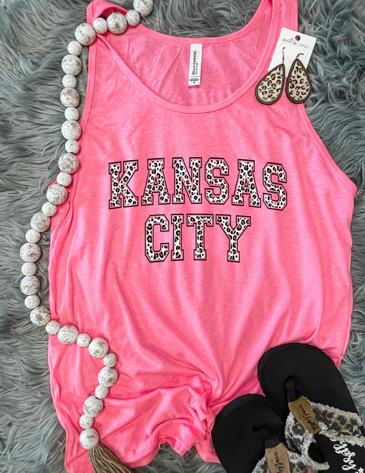 Brown Leopard Kansas City Pink Tank