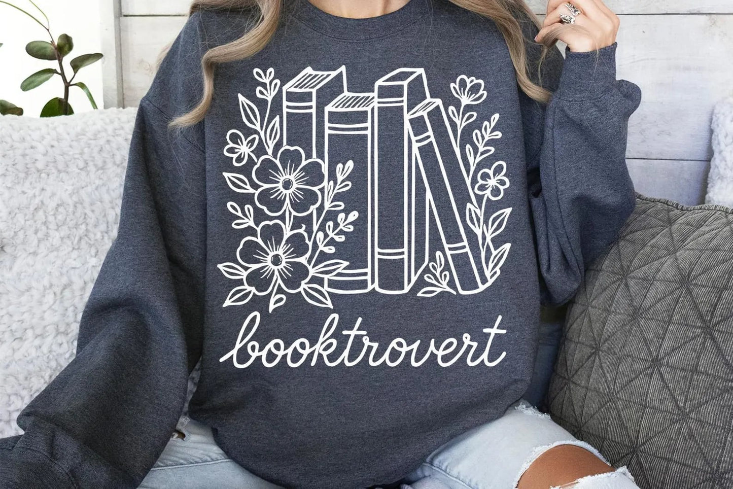 Booktrovert Heather Navy Sweathshirt