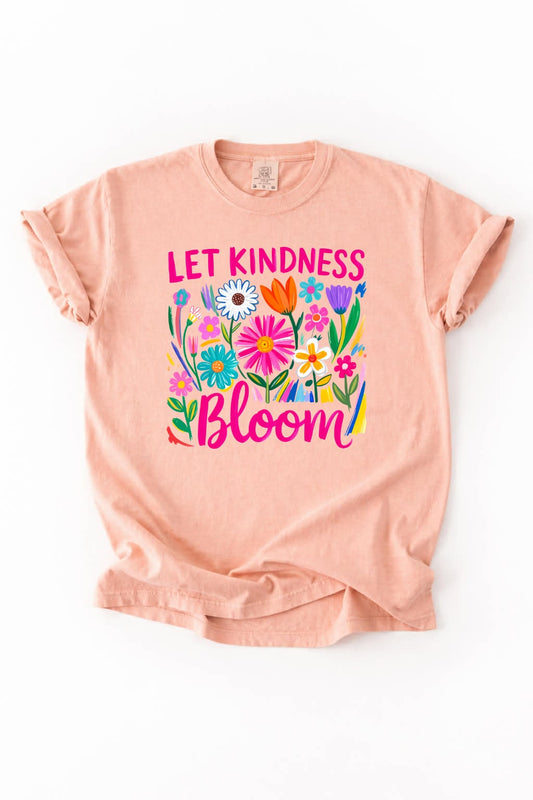 Pink Let Kindness Bloom Peach Tee