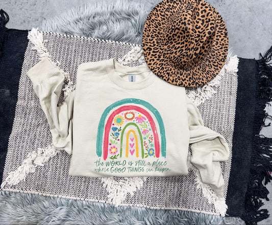 The World Is Still A Place Where Good Things Can Happen Neon Violet Tee