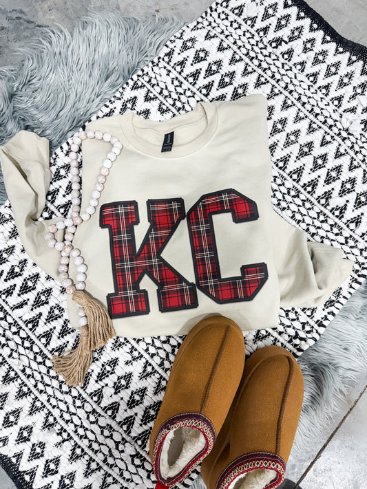 Plaid & Striped KC Design Sand Sweatshirt