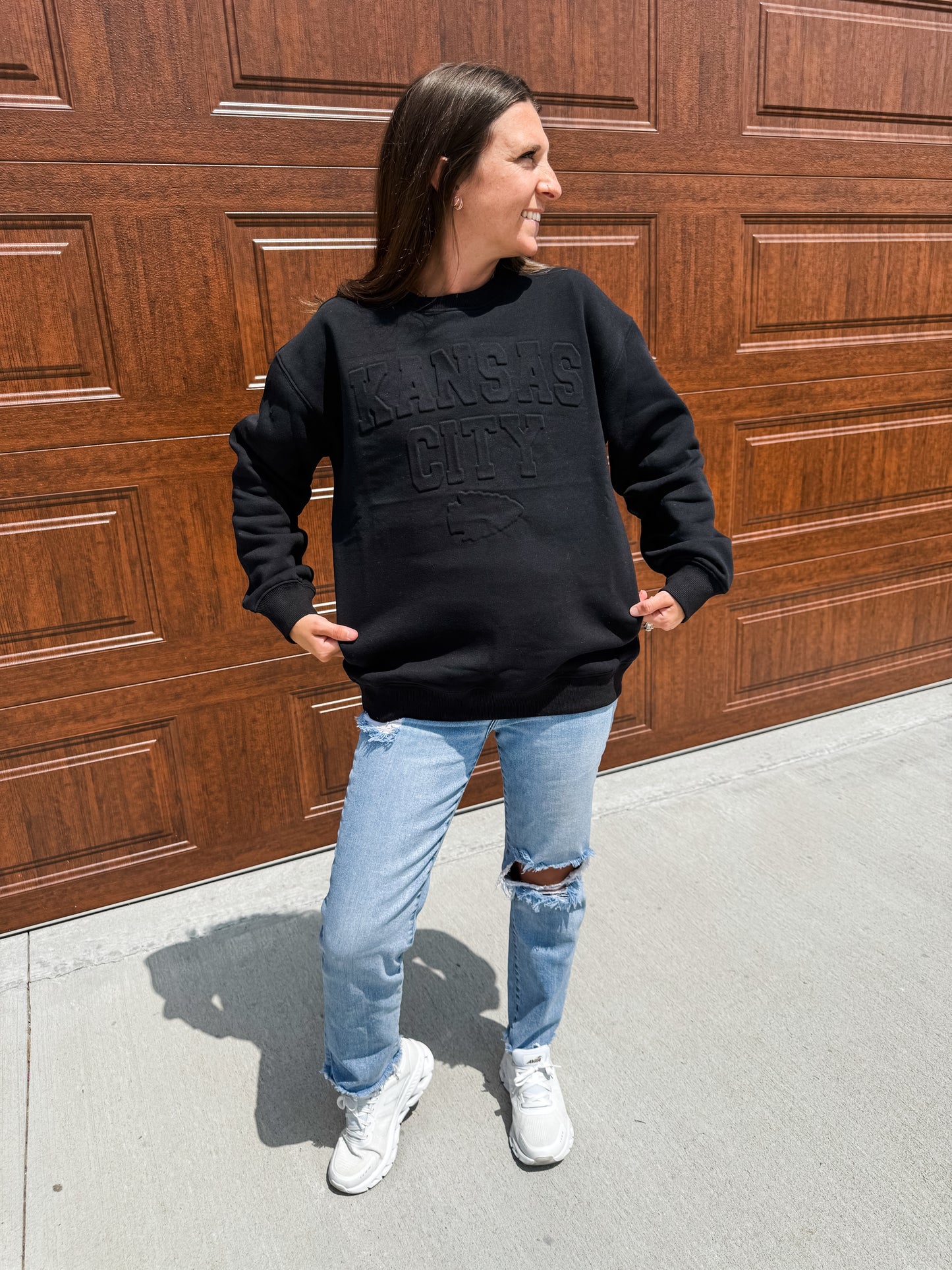 **READY TO SHIP** Embossed Kansas City Arrowhead Black Sweatshirt