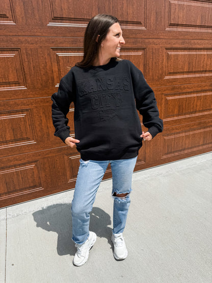 **READY TO SHIP** Embossed Kansas City Arrowhead Black Sweatshirt