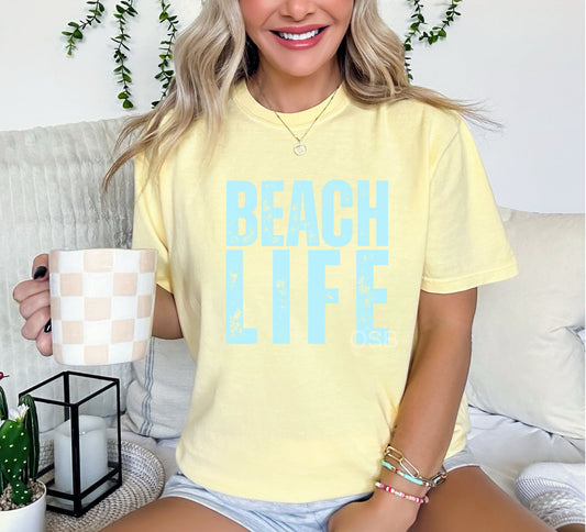Blue Distressed Beach Life Banana Tee