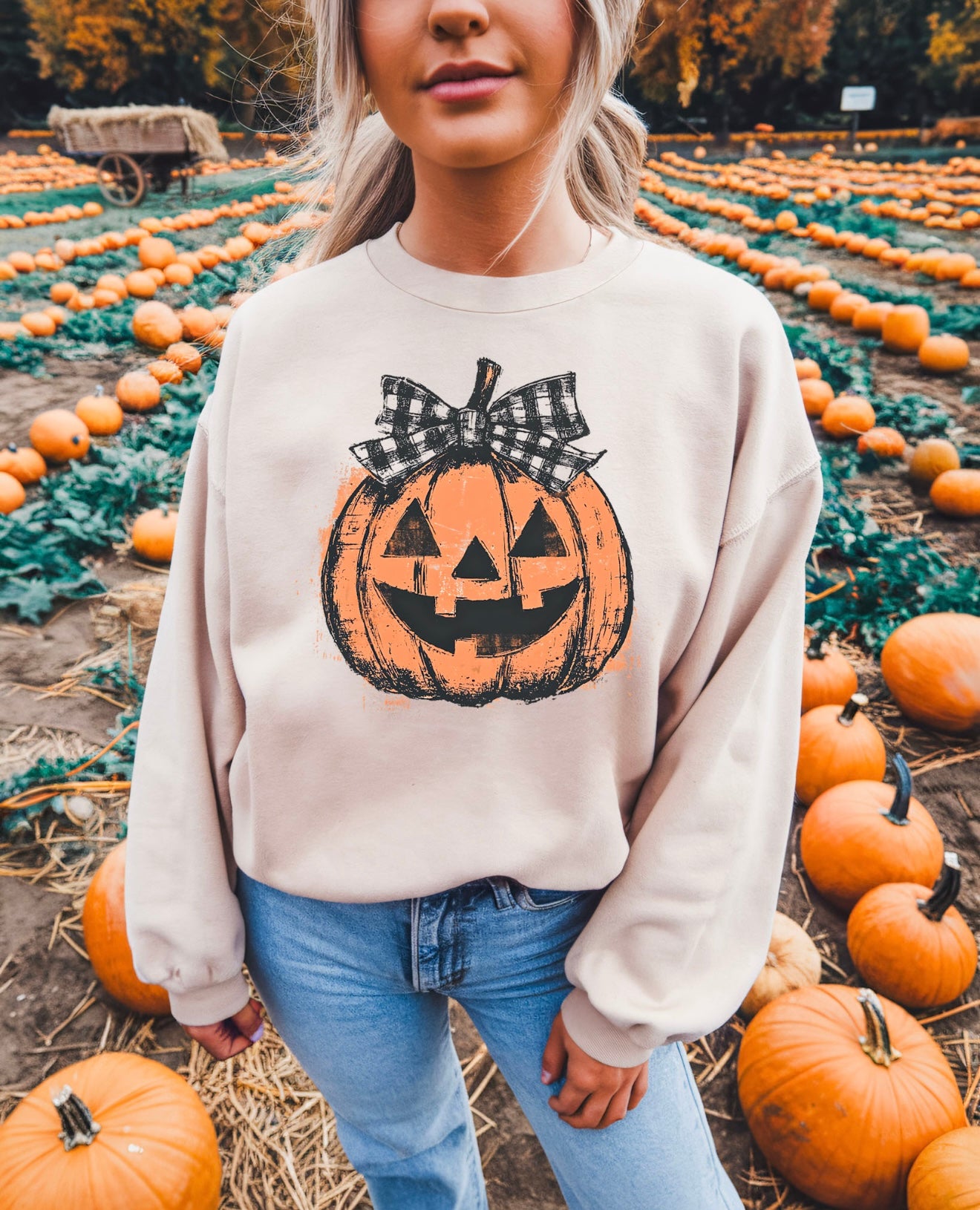 **DEAL OF THE DAY** Retro Preppy Fall Pumpkin Sand Sweatshirt