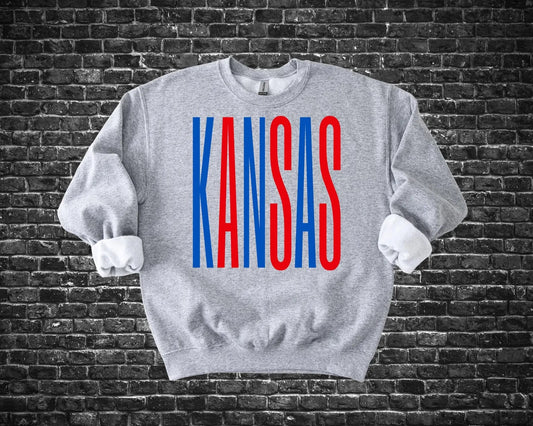 Oversized Red & Blue Kansas Sports Grey Options