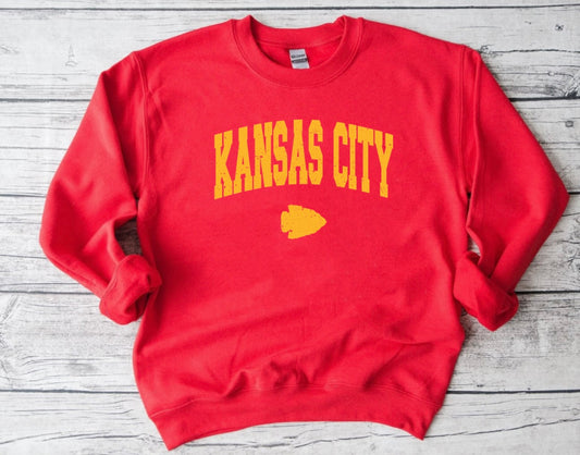**HALFTIME DEAL** Gold Kansas City Arrowhead Red Sweatshirt