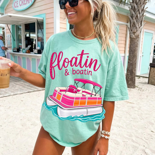 Pink Boatin & Floatin Pontoon Island Reef Tee