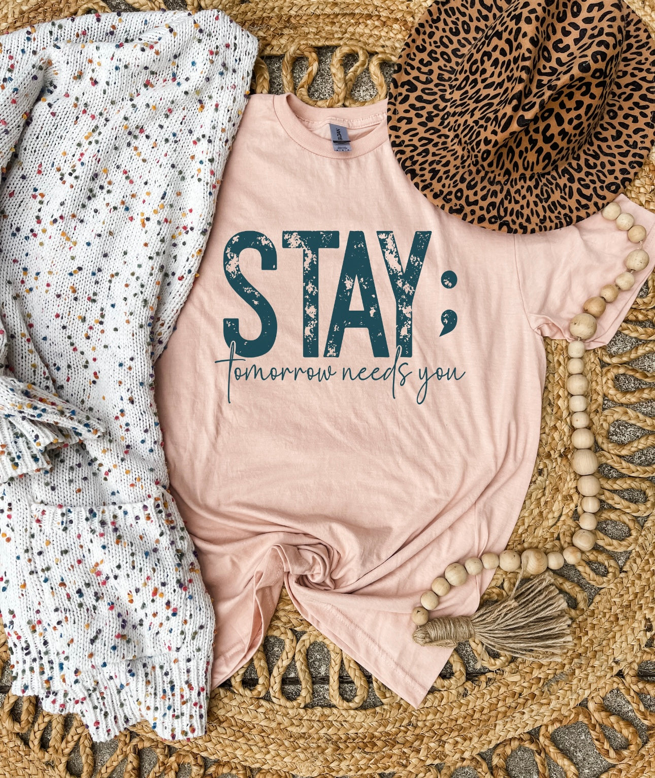 Stay Tomorrow Needs You Heather Peach Tee