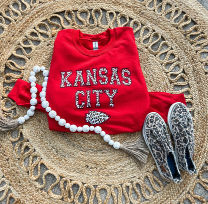 Kansas City Brown Leopard Arrowhead Red Sweatshirt