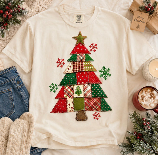 **DEAL OF THE DAY** Patchwork Christmas Ivory Tee