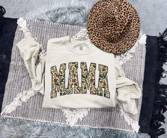 Camo Mama Distressed Sand Sweatshirt