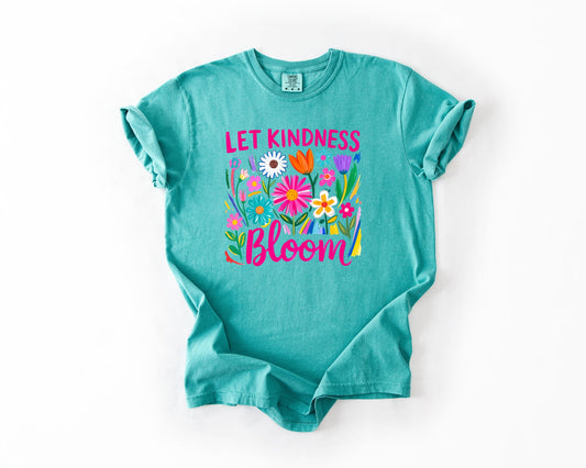 Pink Let Kindness Bloom Seafoam Tee