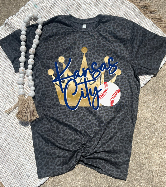 Gold Crown Kansas City Black Leopard Tee