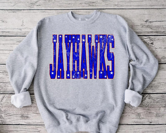 Crackled Jayhawks Sports Grey Options