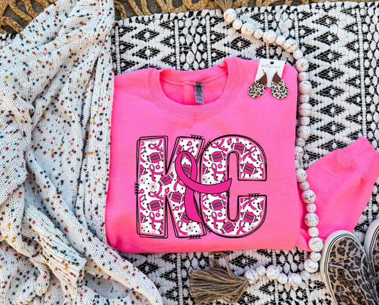 KC Pink Football & Ribbons Hot Pink Option