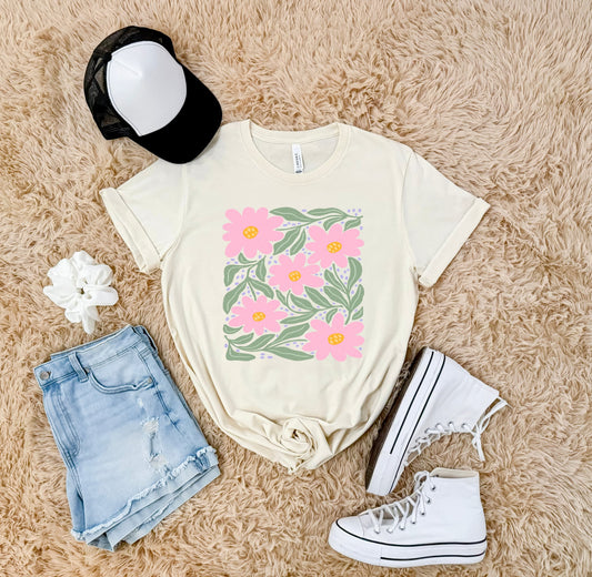 Floral Abstract #3 Natural Tee