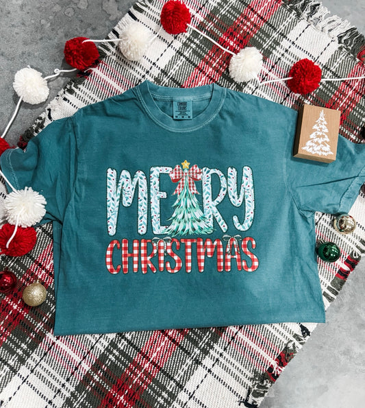 **CHRISTMAS IN JULY** Merry Christmas Tree Christmas Light Green Short Sleeve T-Shirt