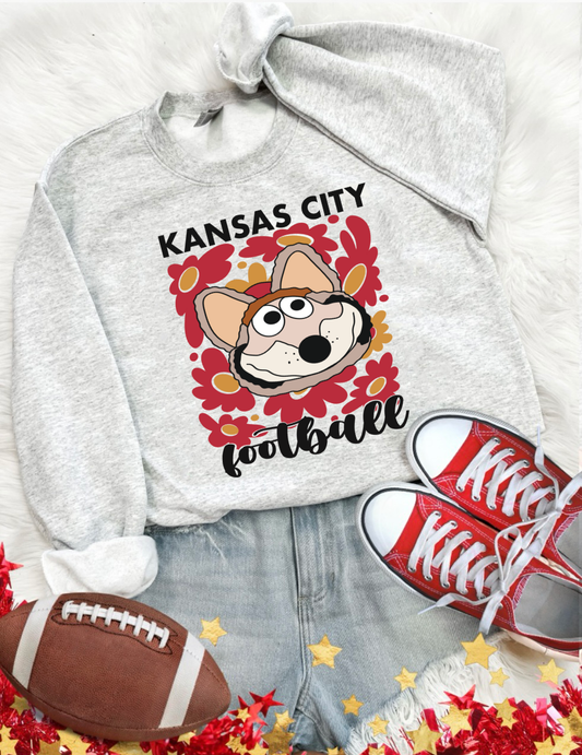 **HALFTIME DEAL** Kansas City Football Red & Gold Daisies Ash Sweatshirt