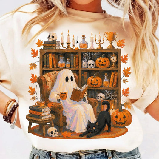 **DEAL OF THE DAY** Bookshelf Fall Ghost Ivory Tee