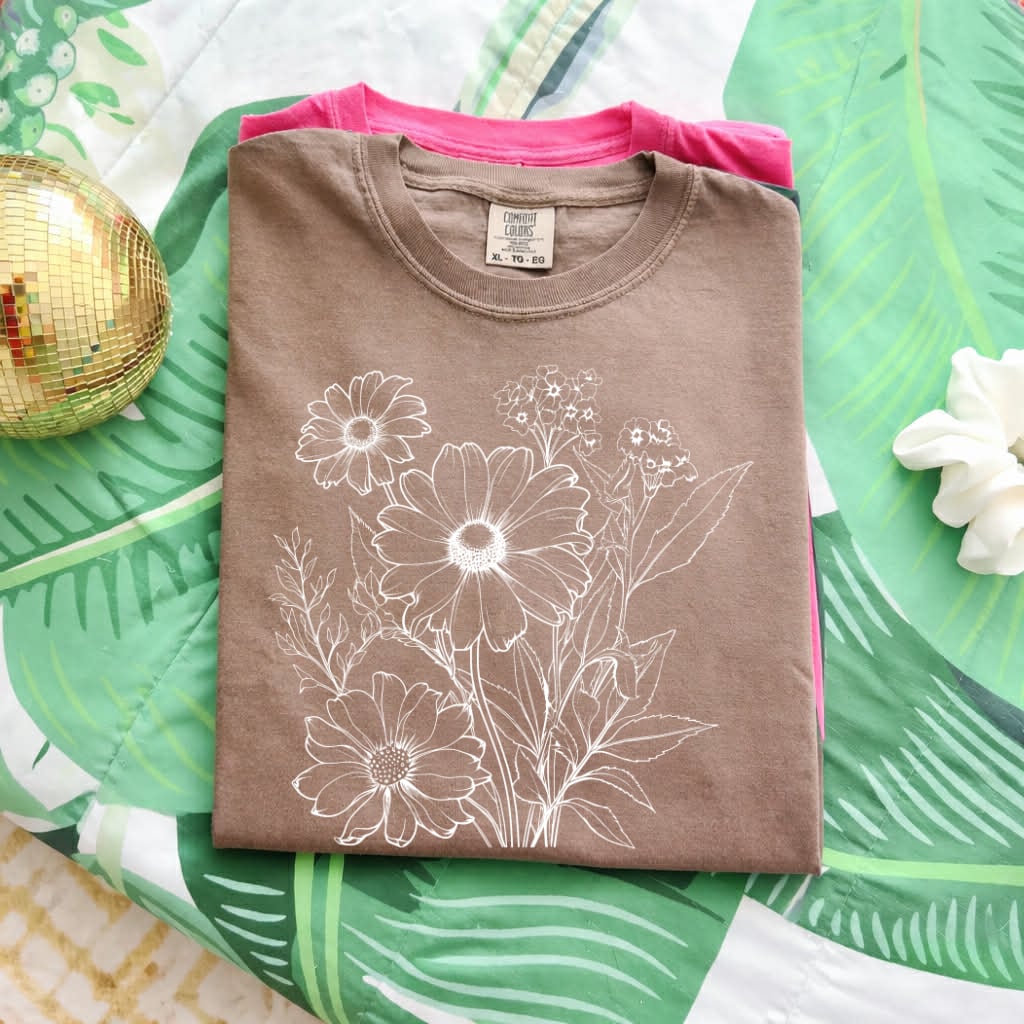 White Sunflowers Espresso Tee
