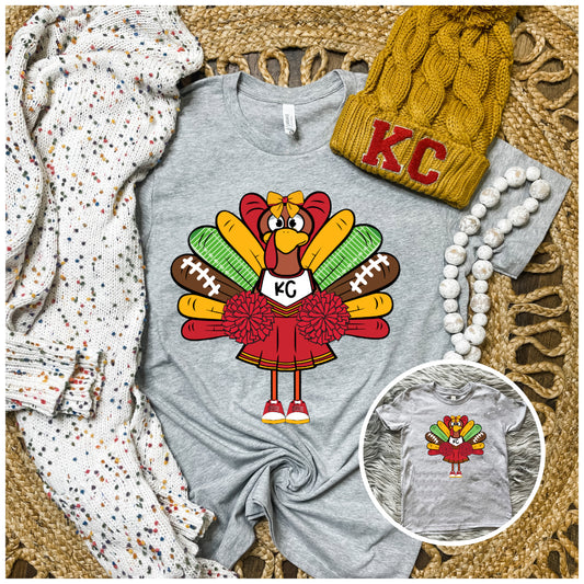 **HALFTIME DEAL** Pom Pom Kansas City Football Turkey Heather Grey Tee