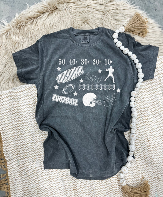 White Football Collage Pepper Tee