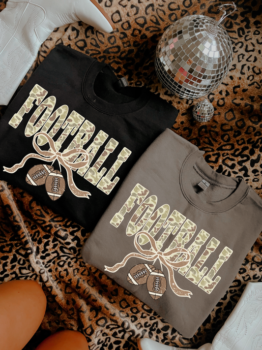 **DEAL PRICE** Camo Football & Bow Sweatshirt Option