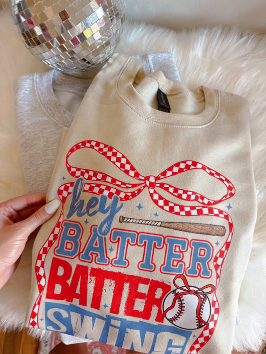 Bow Hey Batter Batter Swing Sand Sweatshirt