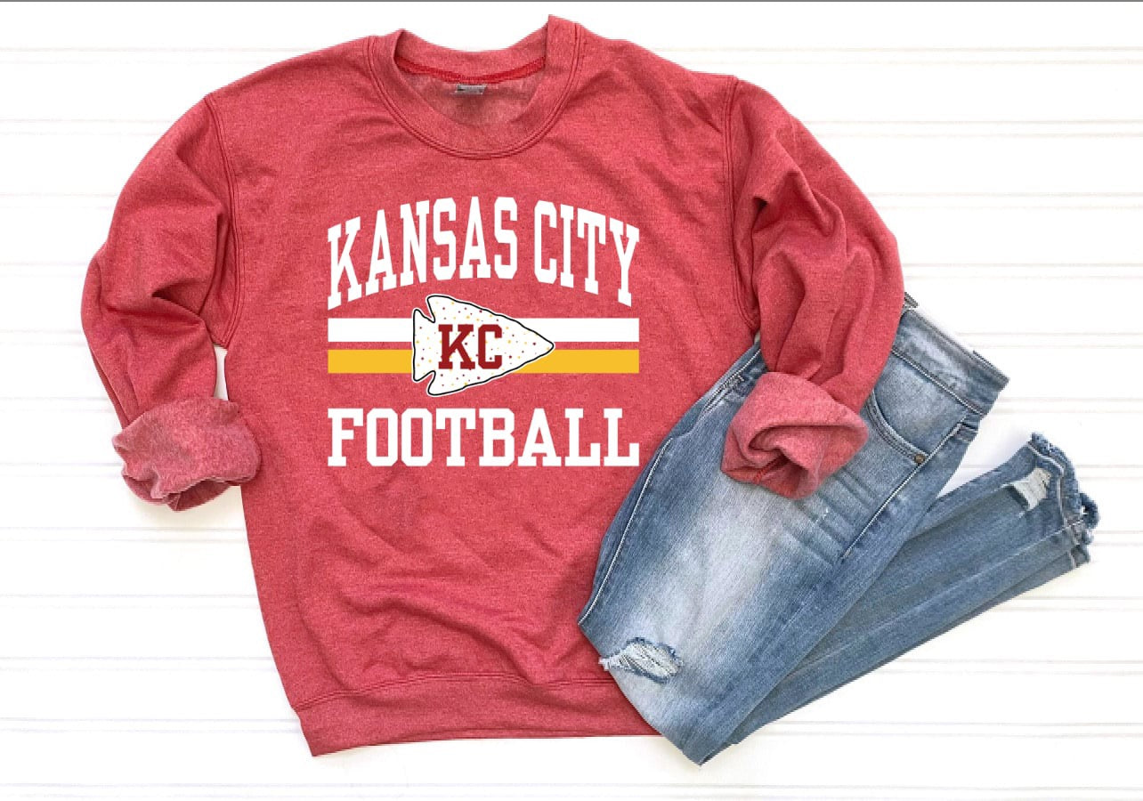**HALFTIME DEAL** Starred KC Arrowhead Football Heather Red Sweatshirt