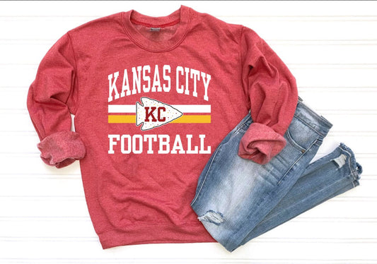 **HALFTIME DEAL** Starred KC Arrowhead Football Heather Red Sweatshirt