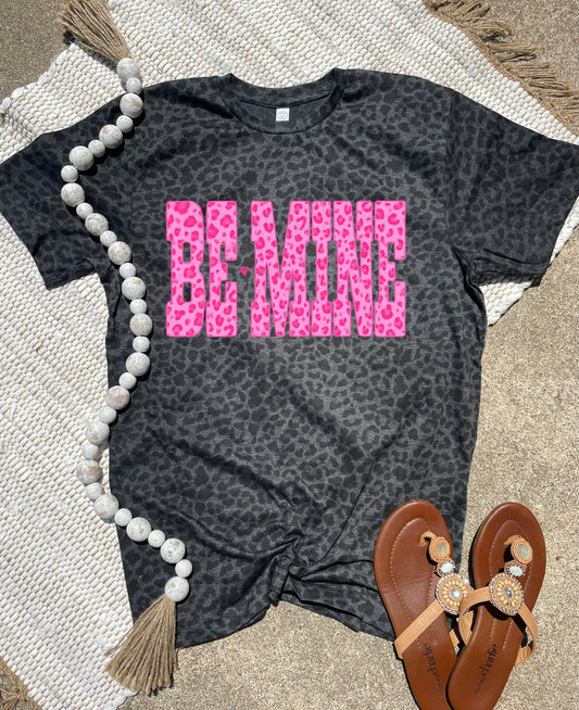 Pink Leopard Be Mine Black Leopard Tee