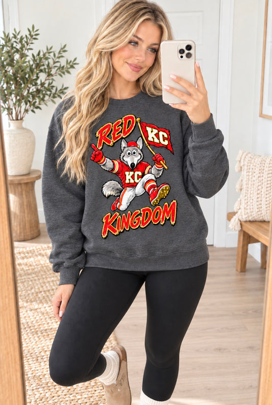 **HALFTIME DEAL** Red Kingdom Running Flag Dark Heather Sweatshirt