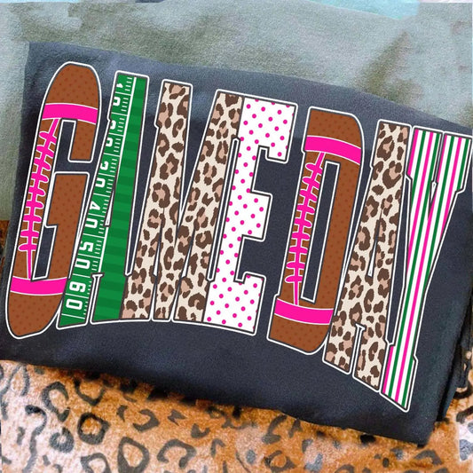 Pink Pattern Game Day Black Tee