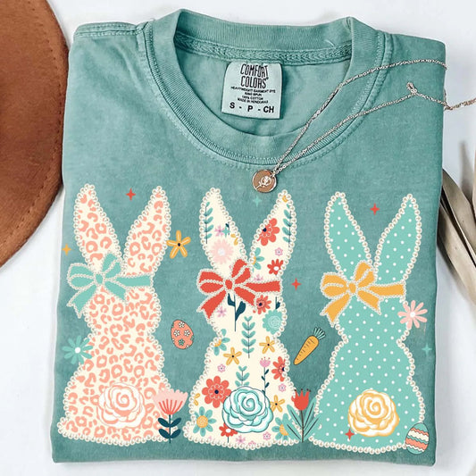 Pattern Bunnies Seafoam Tee
