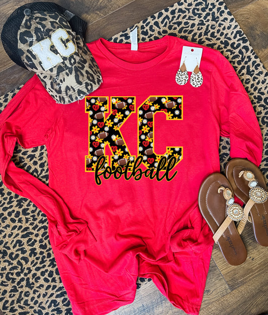 **HALFTIME DEAL** Daisy Football Collage KC Football Red Sweatshirt