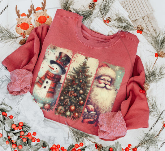 **CHRISTMAS IN JULY** Vintage Christmas Santa Heather Red Sweatshirt