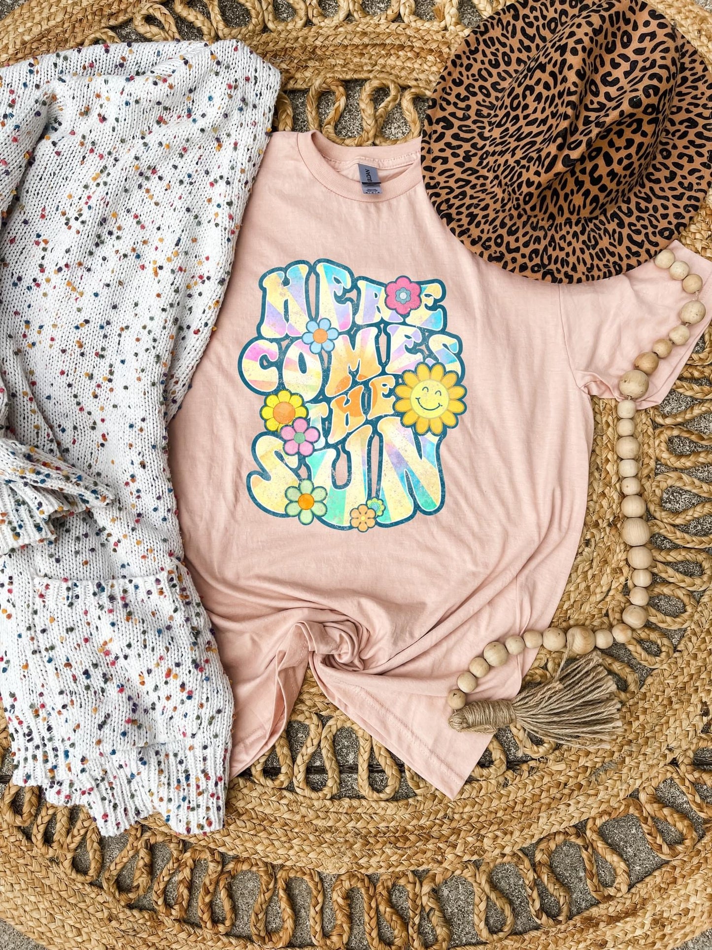 Here Comes The Sun Heather Peach Tee