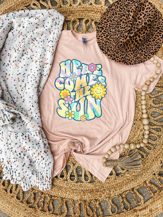 Here Comes The Sun Heather Peach Tee