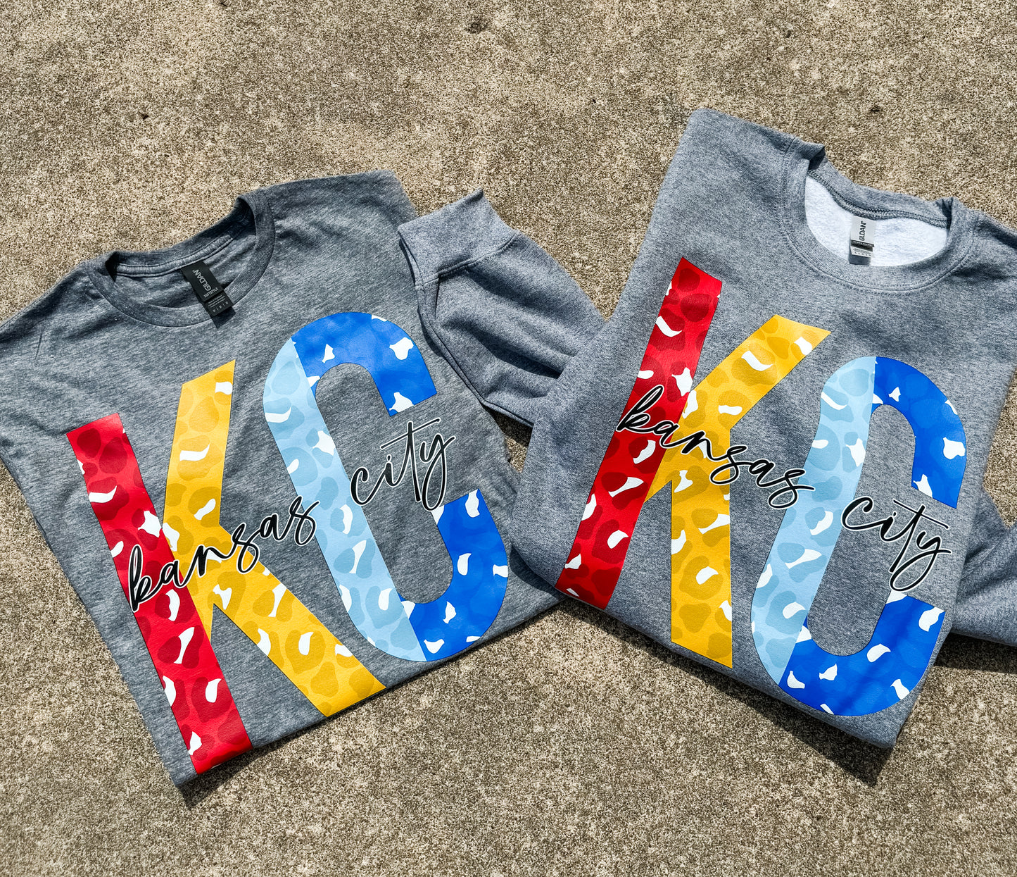 Red & Blue Leopard KC Heather Graphite Option