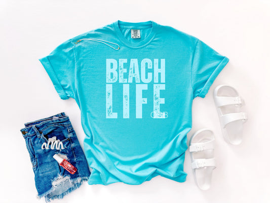 Blue Distressed Beach Life Lagoon Tee