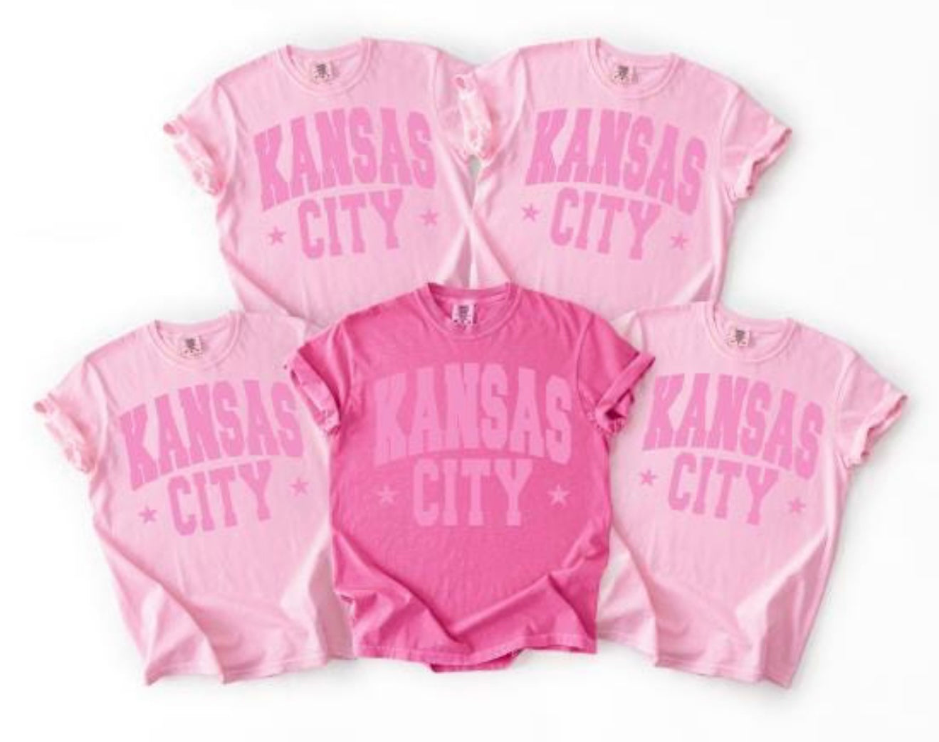 Pink Block Letters Kansas City Stars Tee Color Options