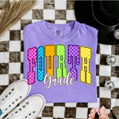 **BACK TO SCHOOL** Checkered Grade Violet Tee