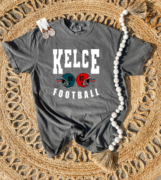 White Kelce Football Helmets Pepper Tee