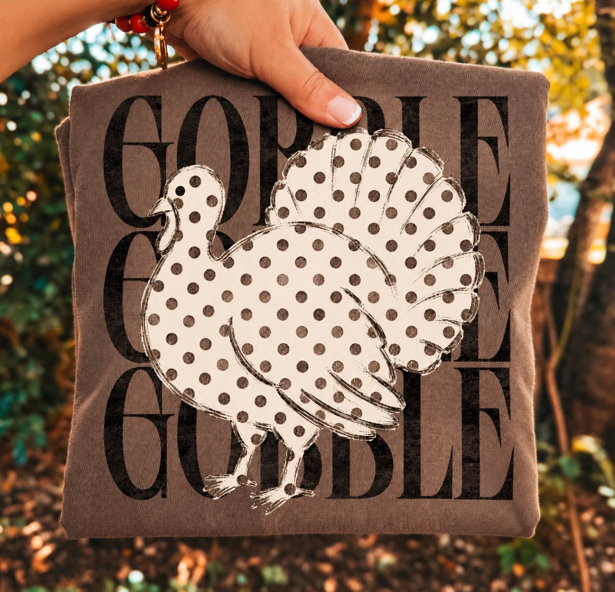 Spotted Turkey Gobble Repeat Espresso Tee **FINAL SALE**